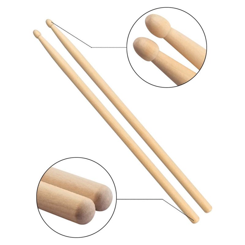 GOGHOST Drum Sticks Set - 5A Maple Wood Drum Sticks 1 Pair Drum Wire Brushes Retractable Drum Stick Brush and 1 Pair Rods Drum Sticks for Jazz Acoustic Folk Music Lover Gift with Portable Storage Bag - Image 4
